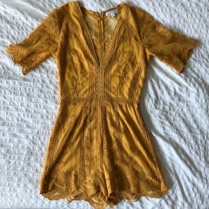 WORN ONCE: Burnt Orange/Mustard Lace Romper